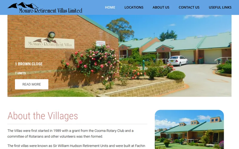 Monaro Retirement Villas website — retirement living, Cooma NSW